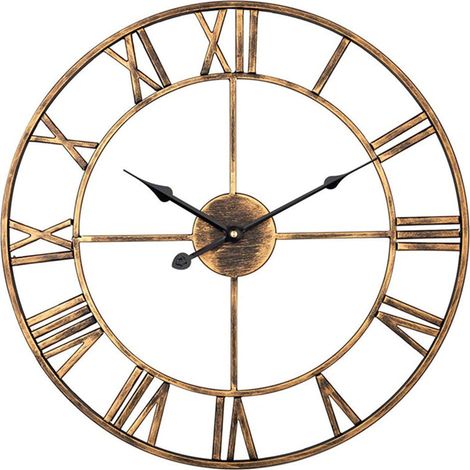 Große Gartenuhr zur Wandmontage für den Außenbereich mit römischen Ziffern, Schmiedeeisen, 50 cm (gold) (1/5)