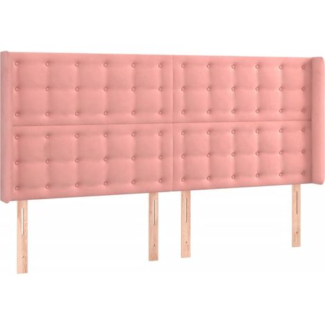 Maison Exclusive - Testiera ad Orecchio Rosa 203x16x118/128 cm in Velluto (1/5)