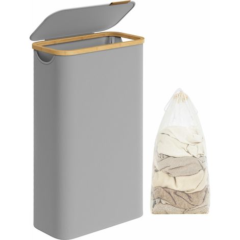 Grauer Wäschekorb mit Deckel, 65 l (1/5)