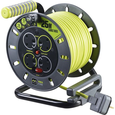 Masterplug OMU25134SL-PX PRO-XT Open Cable Reel 240V 13A 4-Socket 25m MSTOMU25134 (1/3)