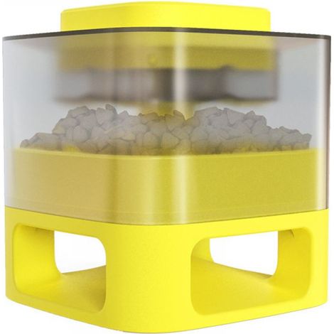 Distributeur de croquettes interactif pour chien - Jeu de stimulation mentale et alimentation saine, jaune (1/5)