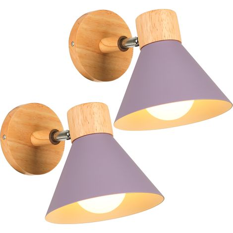 (2X) Apliques Retro Interior Lámpara De Pared Metal E27 Lámpara De Pared Vintage Para Salón Dormitorio Baño (Morado)