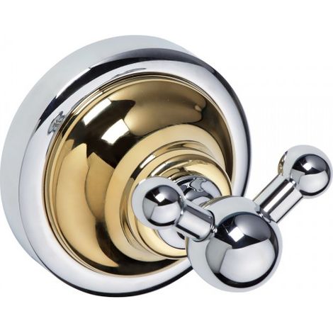 Patère double RETRO en chrome-or 6,5x6,5x6,5 cm (1/5)