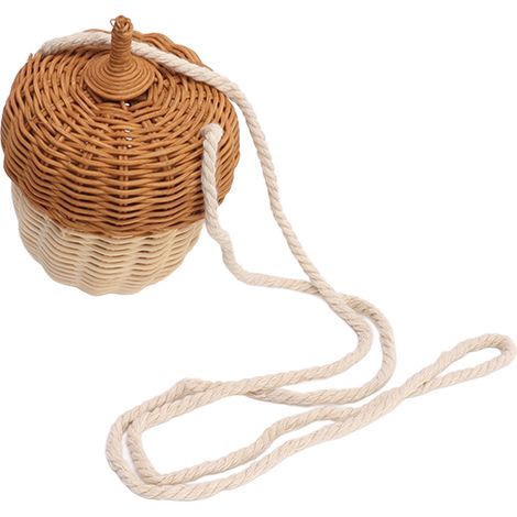 Aufbewahrungskorb aus Rattan für Kinder, handgeflochtene, dekorative, quastenförmige Korbtasche für Jungen und Mädchen, kleine Umhängetasche (1/5)