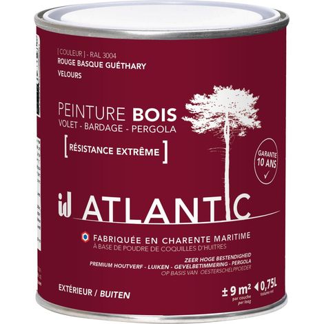 Peinture bois extérieurs - RAL 3004 Rouge basque Guéthary - 750ML - ATLANTIC (1/3)