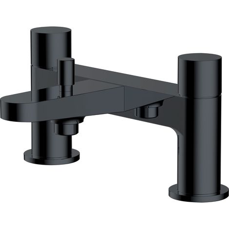 RAK Petit Round Matt Black Deck Mounted Bath Shower Mixer Tap - RAKPER3005B (1/2)