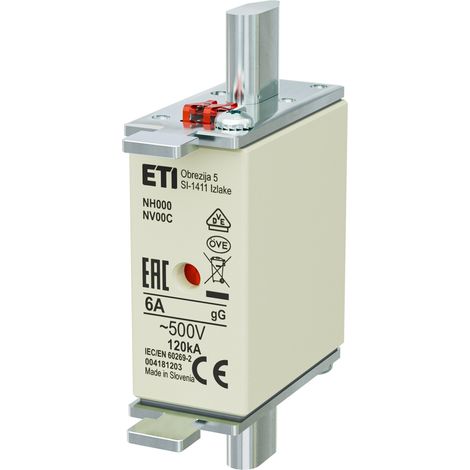 Fusible - NH000 gG 6A/500V - de acción lenta (1/4)