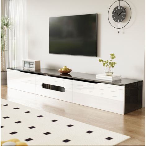 Mobile TV 180x35x30 cm nero e bianco in MDF con 3 ante e LED a 16 colori (1/5)