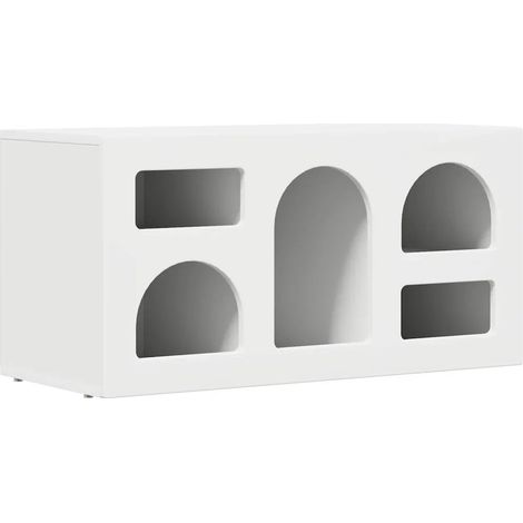 Meuble TV moderne avec 5 étagères rangement salon chambre 80 x 35 x 40 cm en bois d'ingénierie blanc (1/5)