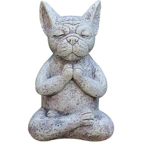 Statue de Bouddha représentant un chien en méditation, statue de bouledogue français en méditation, ornement en résine représentant un bouledogue en méditation, ornement de bouledogue pratiquant le yo (1/5)