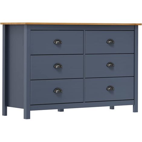Mesita de noche Hill madera maciza de pino gris 125x40x80 cm vidaXL (1/5)