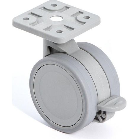 rueda giratoria vega con aro de goma ø60 con placa acabado gris freno con freno (1/2)