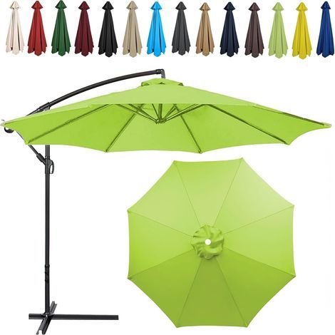 Auvent De Remplacement pour Parasol , Toile De Parasol Déporté Remplacement Pour Cour, Jardin, Plage, Protection UV,8ribs-280cm,Taupe Foncé (1/5)