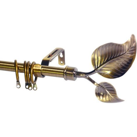 1PZ BASTONE PER TENDE FOGLIA Estensibile cm. 120¸215 col. Oro antico