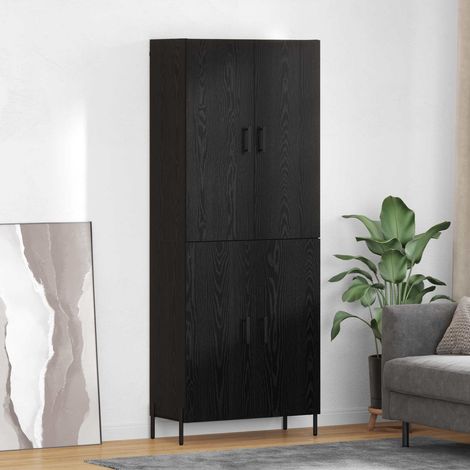 Highboard Schwarz Eichen-Optik 69,5 x 34 x 180 cm Holzwerkstoff