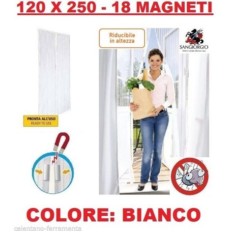 ZANZARIERA MAGNETICA TENDA CON CALAMITA 120x250 CM PORTA BALCONE colore BIANCO (1/10)