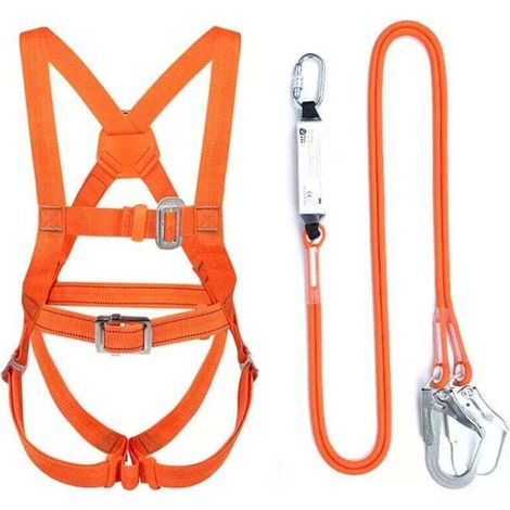 Imbracatura di sicurezza integrale con doppia corda – Regolabile da 80 a 140 cm – Conforme alle norme EN353/EN361/EN795 – Portata 2200 kg -Crezuo
