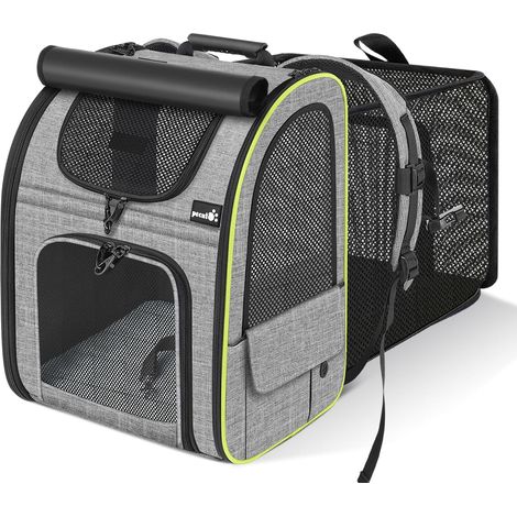 Sac à Dos de Transport Extensible, Portable et Respirant avec Rideau, Dos Extensible, Plus d'espace, idéal pour Transporter des Chiots et Chats (1/5)