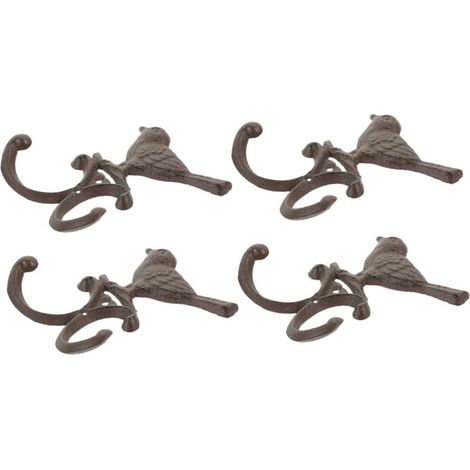 4pièces Crochets Murales Oiseau Fonte Décoratif Pour Porte-manteau Suspension Clés Et Chapeaux Style Campagnard Pour Entrée Et Couloir (1/5)