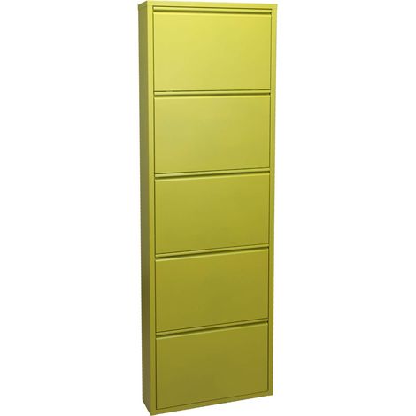 Meuble à Chaussures en métal à 5 tiroirs 170x50x15 cm Vert Lime