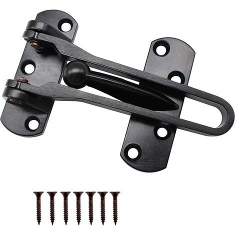 Serrure de Limiteur pour Porte, Loquet de Barre de Porte Plus épais, Fermoir Sécurité Verrou Porte Peut être utilisé pour les Portes et Fenêtres de Bureau à Domicile, équipement Antivol d'hôtel(Noir) (1/5)