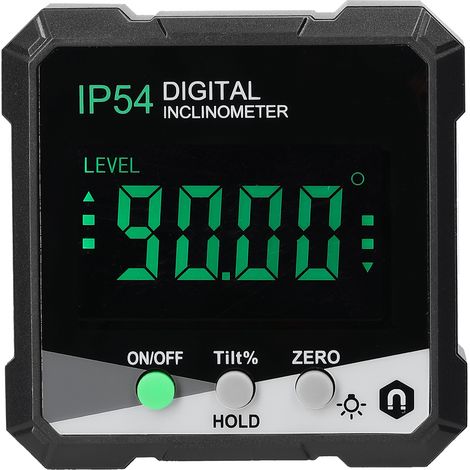 Inclinomètre numérique portable IP54 4 x 90 °, rétroéclairage LCD, rapporteur numérique, compteur de pente, règle d'angle numérique, magnétique simple face, rapporteur multifonctionnel, mode de mesur (1/5)
