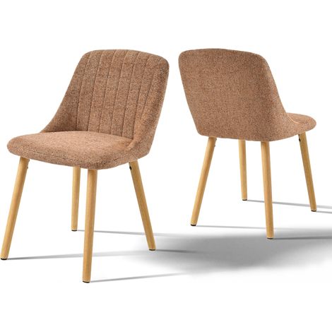 Goeurvant Chaises de salle à manger modernes avec coussin d'assise épais, dossier ergonomique et pieds en bois, Style et confort réunis - Lot de 2 - Marron - Chenille