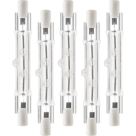 Lot de 5 ampoules halogènes linéaires R7S 118 mm 300 W 230 V, à intensité variable, pour usage architectural. (1/5)