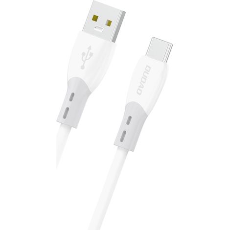 Dudao L25ST 5 A USB-A-auf-USB-C-Kabel mit weichem Silikongeflecht, 1 m – Weiß (1/5)
