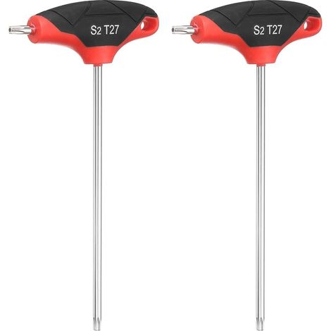 2pcs Clé Torx À Poignée En T T27 Acier S2 Clé Torx Rouge Noir (1/5)