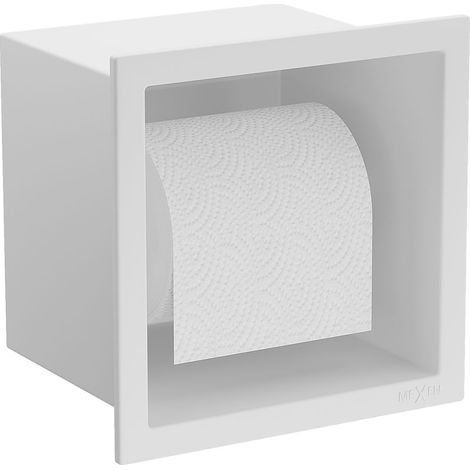 Support papier toilette mural blanc Mexen X-Wall-P, porte-rouleau WC design moderne, fixation solide salle de bain (1/5)