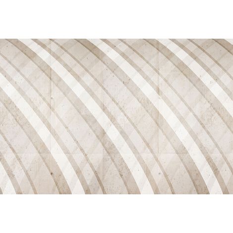 Papier peint panoramique gris et blanc industriel | Tapisserie panoramique à rayures pour bureau | Papier peint panoramique effet béton - 267 x 400 cm (4 pièces) (1/3)