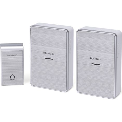 Campanello senza fili Aigostar da esterno a batteria 1 pulsante e 2 riceventi colore argento