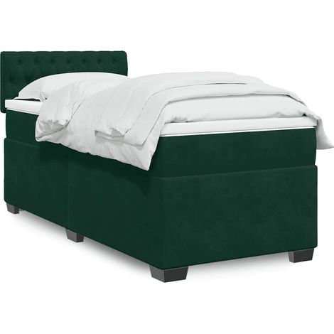 Boxspringbett mit Matratze Dunkelgrün 90x200 cm Samt
