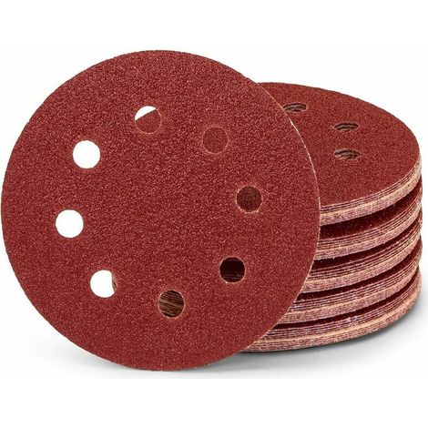 Lot de 10 disques abrasifs 125 mm grain 180 pour ponceuse excentrique – 8 trous – Papier abrasif professionnel (1/4)