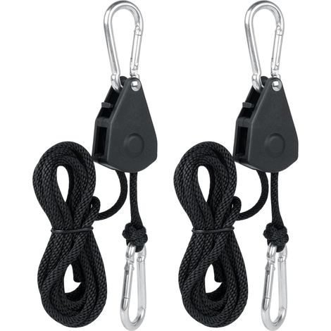 Pièces Sangle Cliquet, Sangle à Cliquet Corde, Cintres à Cliquet Réglables, pour Lampe de Plantes, Lampes Suspendues et Camping, Capacité de 68kg (150 LB) par Paire