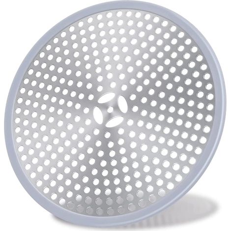Filtre à cheveux pour bonde de douche en acier inoxydable et silicone (2 pièces), couvercle de bonde anti-obstruction avec récupérateur de cheveux (1/5)