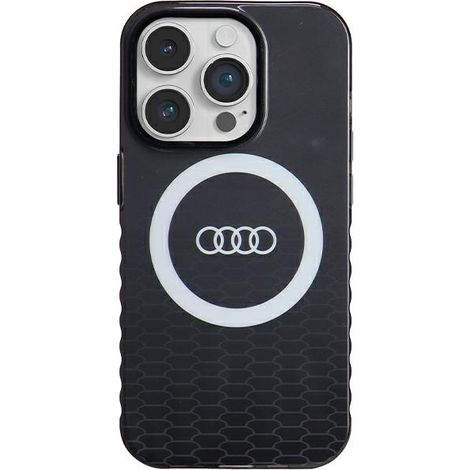 Audi IML MagSafe Hülle mit großem Logo für iPhone 14 Pro 6,1 Zoll, schwarz/schwarzes Hartschalenetui AU-IMLMIP14P-Q5/D2-BK (1/5)