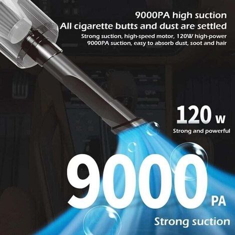 Aspirateur Voiture Puissant, Aspirateur à Main sans Fil, Aspirateur de Table Rechargeable avec Filtre Lavable pour la Maison, la Voiture, la Table, Le Type Humide et Sec (1/3)