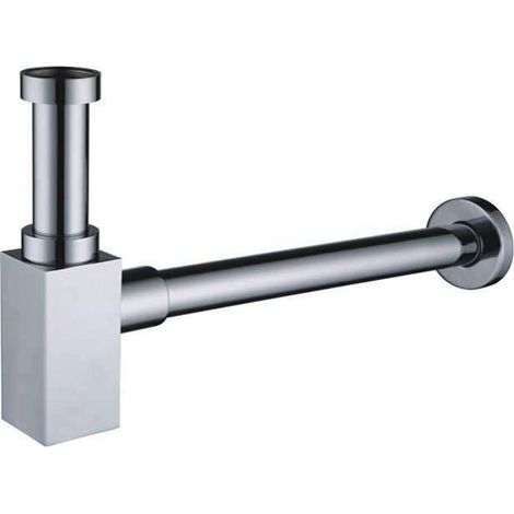 Siphon salle de bain à tasse carré design en laiton chromé, G 1/4