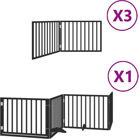 Barrière de sécurité pour chien animaux de compagnie porte pliable 10panneaux bois peuplier noir (1/5)
