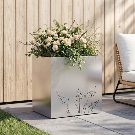vidaXL Macetero de Jardín Plateado 50 x 30 x 49 cm Acero Galvanizado (1/5)