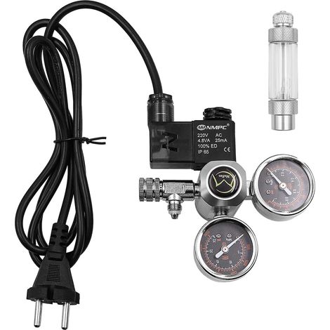 W21.8 Régulateur de CO2 pour aquarium Double jauge avec vannes de débroussailleuse, électrovannes, compteurs de bulles (1/5)
