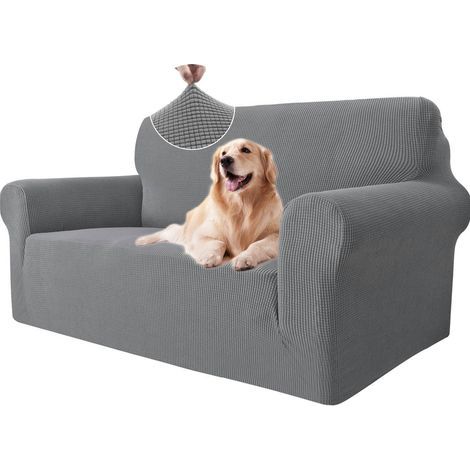 Housse Canapé 2 Places avec Accoudoirs, Housse Canape Extensible, Protege Canape Universelle, Housses pour Meubles Protection pour Chiens et Chats, Moderne Housse Fauteuil, Gris Clair (1/5)