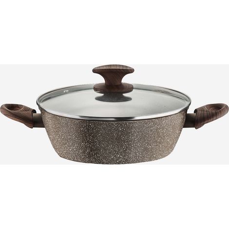 Casseruola antiaderente bassa 26cm con coperchio effetto pietra Chalet