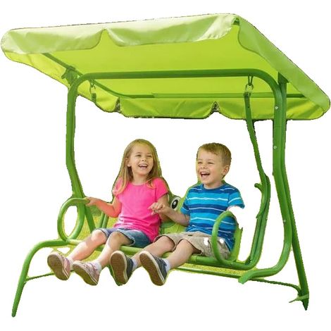 Balancoire pour enfants, Montage facile, Sûre pour une utilisation en extérieur, Vert (1/2)