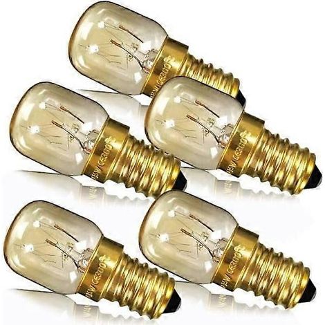 Set mit 5 Ofenlampen, 15 W, kleiner Edison-Schraubsockel E14, Messingsockel, Salzkristalllampe, Zwerglampe (1/4)