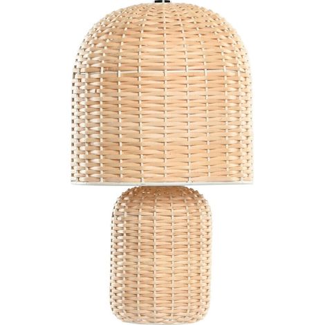 Lampe de table en rotin beige ambiance tropicale élégante - Beige naturel tressé (1/5)