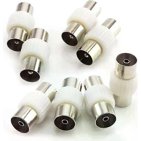 10 prises TV mâle-mâle et femelle-femelle pour connecteurs adaptateurs de prise coaxiale RF TV d'antenne et convertisseurs coaxiaux (1/5)