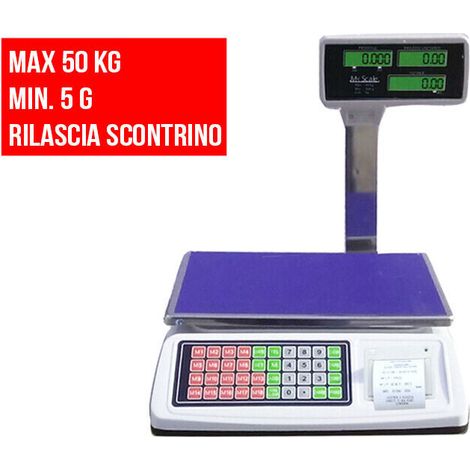 BILANCIA DA BANCO PROFESSIONALE DIGITALE MAX 50KG DISPLAY CON SCONTRINO NON FISCALE FRUTTA (1/2)